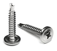 Jetovo 100 Pack 410 Stainless Steel Wafer Head Phillips Self Drilling Screws Sheet Metal Tek Screws, Modified Truss Head Self Driller - Size: #8 x 1"