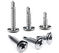 Jetovo 150 Pack 410 Stainless Steel Wafer Head Phillips Self Drilling Screws Sheet Metal Tek Screws Assortment Kit, Modified Truss Head Self Driller - Size: #8 x 1/2" #8 x 3/4" #8 x 1"