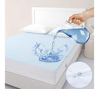 JET'S HOME Double Waterproof Mattress Protector With Zipper - 6 Sided Anti Bed Bug And Dust Mite Mattress Encasement - Washable Zippered Mattress Cover (135x190X30CM)