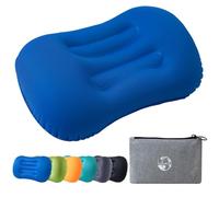JetsCush Camping Pillow Camping Essentials Lightweight Compact Inflatable Air Travel Pillow with Ergonomic Support for Camp Backpacking Hiking Beach Accessories & Equipment (Blue)