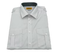 JetSeam - Men's Gold Label Slim Cut Short Sleeve Pilot Shirt, White, 16" Neck