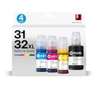JETSIR 31 32XL Ink Bottle Refill Kit, 4-Pack (140ML Black, 70ML Cyan, Magenta, Yellow), Compatible with HP Smart Tank & Plus Series, Up to 6000/8000 Pages, Convenient Ink Bottle Set
