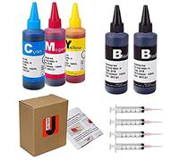 JETSIR 4 Color Ink Refill kit for HP 950 951 932 933 60 61 952 902 901 62 63 21 22 920 940 934 564 711 970 971 94 95 96 Ink Cartridge (2 Black 1 Cyan 1 Magenta 1 Yellow) 100ML x5 Bottle with Syringe
