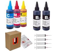 JETSIR Dye Ink Refill Kit 100ML x5 Bottles for 950 951 952 902 901 60 61 62 63 21 22 564 920 940 932 933 711 970 971 Ink Cartridges, with Syringes, for Home Office Printing