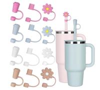 Jetstop 0.4-inch Straw Cover Cap for Hydro flask tumblers - Dust Proof 10mm Silicone Toppers compatible with Hydroflask Press-in Straw Lid (Mix, 12 pcs)