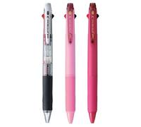 jetstream Assorted 3 Colour Ballpoint Pen - 0.38 mm, Black Blue Red Ink, Transparent, Baby Pink, Rose Pink