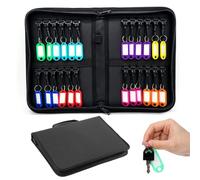 JETSUNDA Zippered Key Case Organizer, Waterproof and Fireproof Key Binder with 24 Hooks and Tags, Portable Key Storage Book for Offices Real Estate Agencies Hotels and Rental Management