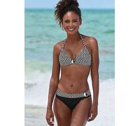 Jette Chevron Print Halterneck Triangle Bikini Set Black Print