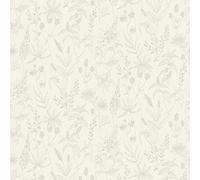 Jette Non-Woven Wallpaper with Glitter Effect with Flowers Floral 10.05 m x 0.53 m Beige Silver White 373631 37363-1
