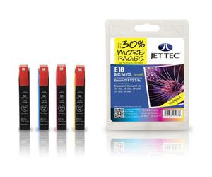 Jettec E18XL Jettec 18XL Quad Pack High Yield BK C M Y Ink Cartridges for Epson T1816 - 48ml