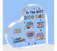 JETTOP Best Dog Dad Gifts Heart Acrylic Plaque Dog Birthday Christmas Happy Fathers Day Gift from The Dog Funny Dog Owner