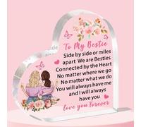 JETTOP Bestie Gifts for Women- Friendship Gifts Best Friend Gift Birthday Christmas Female Girls Heart Plaque Acrylic Besties Connected By Heart