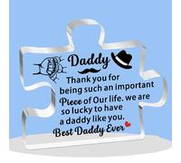 JETTOP Fathers Day Gift for Daddy -Gifts for Dad Birthday Christmas Daddy Fathers day Plaque Acrylic So Lucky to Have a Dad Like you Best Dad Ever