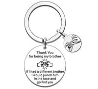 JETTOP Funny Brother Gifts Brother Birthday Gifts Brother Keyring Christmas Gifts for Brother If I Had Different Brother I Would Punch her in The Face