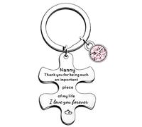 JETTOP Nanny Gifts Keyring-Nanny Gifts from Grandchildren Gifts for Nanny Birthday Chrsitmas Mothers Day Present Piece of My Life