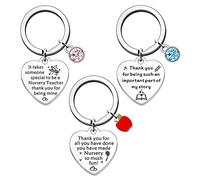 JETTOP Nursery Teacher Gifts Keyring Teacher Leaving Gifts Thank You Nursery Teacher Gifts 3PCS