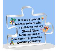 JETTOP Sen Teacher Gifts -Autism Teacher Gifts for Women Men Acrylic Plaque Thank You Autism Awareness Teacher Gift