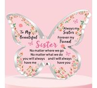 JETTOP Sister Gifts -Gifts for Sister Birthday Christmas Sister Gifts from Sister Butterfly Plaque Acrylic Always My Sister Forever My Friend