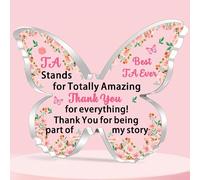 JETTOP TA Gifts-Teacher Assistant gifts Teaching Assistant Gifts Butterfly Acrylic Plaque Best Ta Gifts