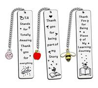 JETTOP Teacher Assistant Gifts Bookmark TA Gift Teaching Assistant Gift for Women Men Ta Gifts 3PCS