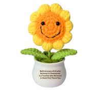 JETTOP Teacher Gifts -Thank You Teacher Gift for Women Men Handmade Crochet Sunflower Gifts for Nursery Teacher Appreciation Teacher Leaving Chrsitmas (Behind Every Child)