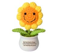 JETTOP Teacher Gifts-Thank You Teacher Gift for Women Men Handmade Crochet Sunflower Gifts for Teacher Leaving Teacher Chrsitmas Nursery Teacher Helping Me Grow (Big Hearts)