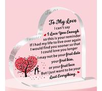 JETTOP Valentines Gifts for Him Her I Love You Gifts for Boyfriend Girlfriend Husband, Wife Birthday Wedding Anniversay Christmas Heart Acrylic Plaque Be Your Lasting Everything