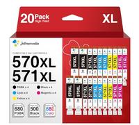 Jettruemedia 20-Pack 570XL 571XL Ink Cartridges Replacement for Canon PGI-570XL CLI-571XL 570 571 XL for PIXMA MG5700 MG5750 MG5751 MG6850 MG6851 TS5050 TS5051 TS6050 (PGBK/B/C/M/Y)