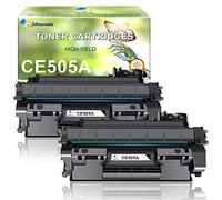 Jettruemedia CE505A Toner Cartridge Replacement for HP CE505A CE505X 05A 05X LaserJet P2030 P2035 P2035N P2050 P2055 P2055D P2055DN P2055X Printer (Black,2-Pack)