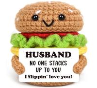 Jettryran Gifts for Husband Birthday Valentines Day for Him Men, Funny I Love You Romantic Wedding Fathers Day to Best Husband Ever from Wife Cute Handmade Crochet Burger