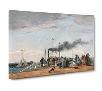 Jetty And Wharf At Trouville By Eugene Boudin Canvas Print | Gallery Wrapped 30mm Frame Wall Art | 20x14 inches | Ready to Hang | Classic Picture | Living Room Bedroom Lounge Office