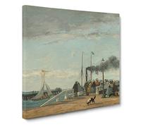 Jetty And Wharf At Trouville by Eugene Boudin Canvas Print | Gallery Wrapped 30mm Frame Wall Art | 20x20 inches | Ready to Hang | Classic Picture | Living Room Bedroom Lounge Office