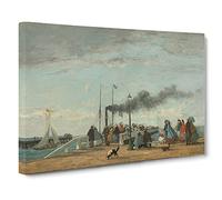 Jetty And Wharf At Trouville By Eugene Boudin Canvas Print | Gallery Wrapped 30mm Frame Wall Art | 30x20 inches | Ready to Hang | Classic Picture | Living Room Bedroom Lounge Office