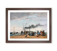 Jetty And Wharf At Trouville By Eugene Boudin Classic Painting Framed Print | A4 Walnut Framed Wall Art | Ready to Hang | Classic Historical Picture | Living Room Bedroom Lounge Office