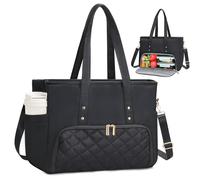 Jetviivid Laptop Tote Bag with Insulated Lunch Compartment, Work Bag Computer Handbag for Women, Lunch Tote for Office,Work, College (Black, 15.6-16 inch)