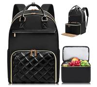 Jetviivid Lunch Backpack for Women, Laptop Backpack 15.6 Inch with Insulated Cooler Lunch Bag, 2-IN-1 Work Bag for Business Office Teacher Nurse Picnic Camping Travel College (Black, 15.6 inch)