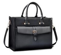 Jetviivid Lunch Bag for Women, Vegan Leather Cooler Bag for Work, Lunch Tote Bag with Shoulder Strap, Leakproof & Water-Resistant Insulated Bag for Business, Office, Shopping, 9L, Black