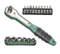 Jeu De Mini Cliquets - 17 Pieces Avec Ergonomic Antiderapante | Kit De Clé Portable Bidirectionnelle | Outil À Main Professionnel Hvac, Équipement De Réparation D'entretien Automobile Et Aér