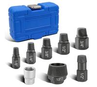 JEUCLEL 1.5" Tub Drain & Pipe Nipple Extractor Set, 8PCS Pipe Nipple Extractor Set with 1 inch 6 Point Socket, Plumbing Tools Kit Remove Rusted, Stubborn, Broken Bathtub Drains & Shower Arms