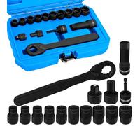 JEUCLEL 15PCS Pass Through Socket Set, Metric Impact Socket Set, Sockets, Bits, Accessories and 3/8-Inch Drive Adapter Master Socket Kit, Go Through Reversing Ratchet, Extension bar Deep Socket Wrench