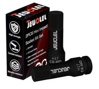 JEUCLEL 2Pcs 17mm Hex Impact Bit Socket, H17 1/2-Inch Impact Drive Allen Socket, Cr-Mo Steel Lengthen Hex Screwdriver Adapter for Electric Ratchet Wrenches Fastening Screws