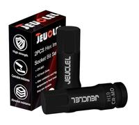JEUCLEL 2Pcs 19mm Hex Impact Bit Socket, H19 1/2-Inch Impact Drive Allen Socket, Cr-Mo Steel Lengthen Hex Screwdriver Adapter for Electric Ratchet Wrenches Fastening Screws