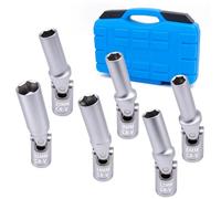 JEUCLEL 6PCS 3/8" 6 Point Glow Plug Socket Set, 8-16mm Universal Joint | Glow Plug Removal, Maintenance Repair Tool, Installer Replacement Wrench, Tight Spaces Extractor