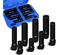 JEUCLEL 8PCS Spline Lug Nut Socket Set, 5, 6, 7, 12 Spline Locking Lug Nut Key, SAE & Metric Locking Lug Nut Removal Tool, for Easy Removing of Aftermarket & Factory Wheel Lug Nuts