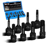 JEUCLEL 8PCS Torx Star 6 Point Impact Bit Socket Set, T30 T40 T45 T50 T55 T60 T70 T80 1/2-Inch Impact Drive Allen Socket Kit, Cr-Mo Steel Socket Remover Hand Repair Tool