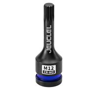 JEUCLEL M12 Triple Square Impact Spline Bit Socket, 12mm 1/2" Drive Socket | 12 Point, Cr-Mo, Lengthen Screwdriver Adapter for Electric Ratchet Wrenches, Fastening Screws, Socket Wrench, Head Drill
