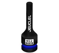 JEUCLEL M12 Triple Square Impact Spline Bit Socket, 12mm Metric 1/2-Inch Impact Drive Triple Square Socket, Cr-Mo Steel Lengthen Screwdriver Adapter Use with Drivers or Ratchets