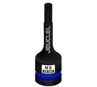 JEUCLEL M8 Triple Square Impact Spline Bit Socket, 8mm Metric 1/2-Inch Impact Drive Triple Square Socket, Cr-Mo Steel Lengthen Screwdriver Adapter Use with Drivers or Ratchets