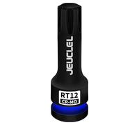 JEUCLEL RT12 Spline Bit Socket, 1/2" Drive Spline Hex 6 Point Impact Bit Socket, 3-Inch, Cr-Mo Steel, Screwdriver Adapter for Electric Ratchet Wrenches Fastening Screws