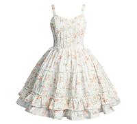 Jeufoin Women Girls Lolita Dresses Sleeveless Kawaii Vinage Gothic Dress Halloween Anime Maid Cosplay Outfit XS White